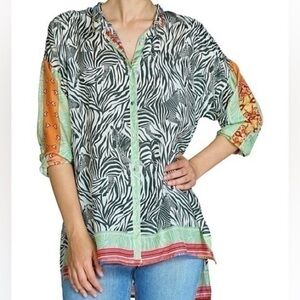 Johnny Was silk Alvena Button Down Shirt NWT RARE